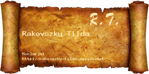 Rakovszky Tilda névjegykártya